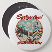 Schweiz zum Snowboardfahren Button (Vorne & Hinten)