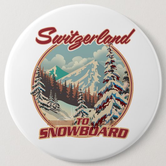 Schweiz zum Snowboardfahren Button (Vorderseite)