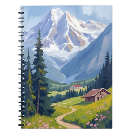 Schweizer Alpen Berghang Schweiz Kunst Notizblock (Vorderseite)