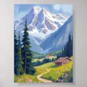 Schweizer Alpen Bergwelt Hillside Schweiz Reise Poster (Vorne)