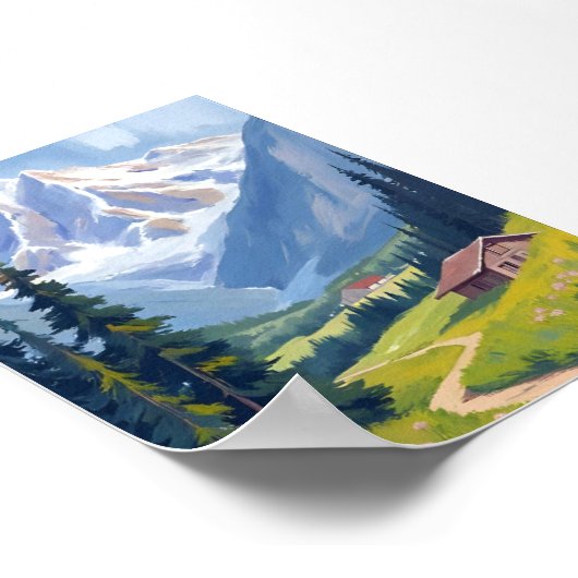 Schweizer Alpen Bergwelt Hillside Schweiz Reise Poster (Ecke)
