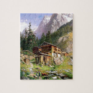 Schweizer Alpen-Blockhausmalerei Puzzle