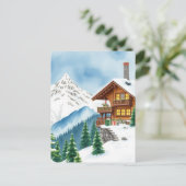 Schweizer Alpen Chalet Winter Bergsee-Zauber im Va Postkarte (Stehend Vorderseite)