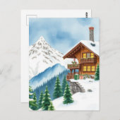 Schweizer Alpen Chalet Winter Bergsee-Zauber im Va Postkarte (Vorne/Hinten)
