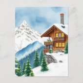 Schweizer Alpen Chalet Winter Bergsee-Zauber im Va Postkarte (Vorderseite)
