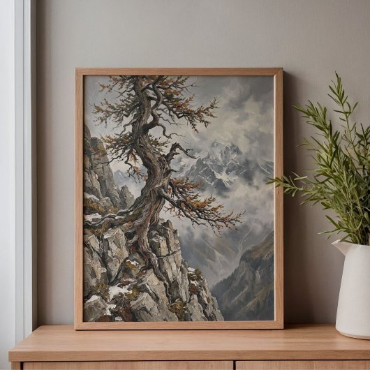 Schweizer Alpen Eiger Lärchenbaum Kunst Leinwanddruck
