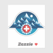Schweizer Alpen-Illustration Aufkleber (Blatt)