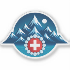 Schweizer Alpen-Illustration Aufkleber