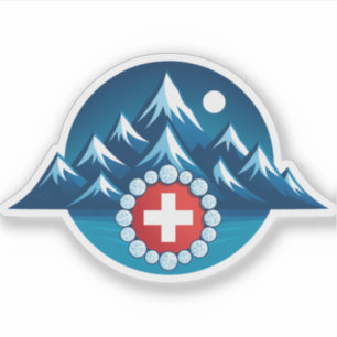 Schweizer Alpen-Illustration Aufkleber