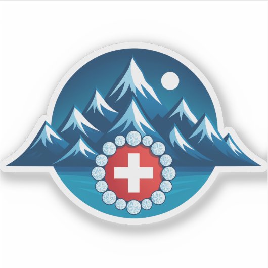Schweizer Alpen-Illustration Aufkleber (Vorderseite)