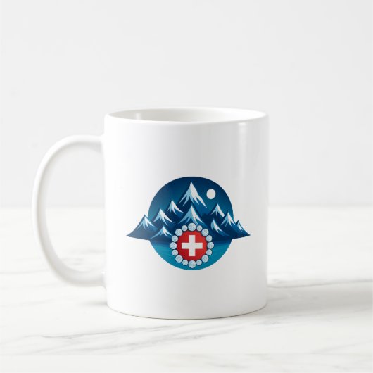 Schweizer Alpen-Illustration Kaffeetasse (Links)