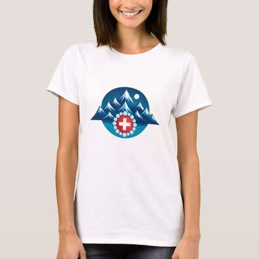 Schweizer Alpen-Illustration T-Shirt (Vorderseite)