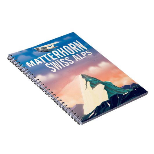 Schweizer Alpen Matterhorn Reiseplakat Notizblock (Rechte Seite)