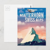 Schweizer Alpen Matterhorn Reiseplakat Postkarte (Vorne/Hinten)