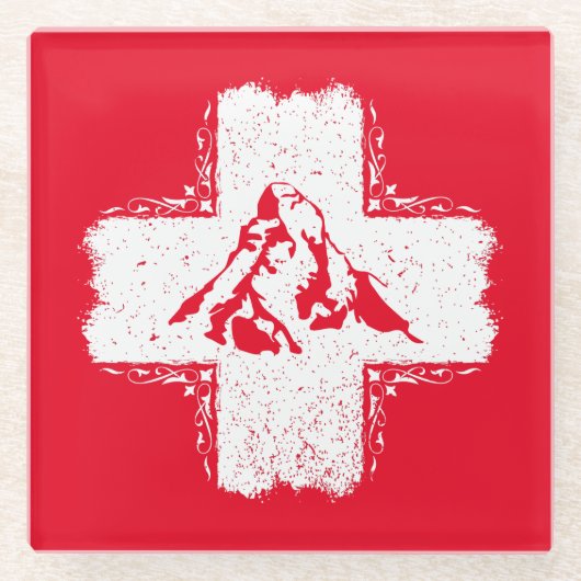 Schweizer Alpen Matterhorn - Schweiz Glasuntersetzer (Vorderseite)