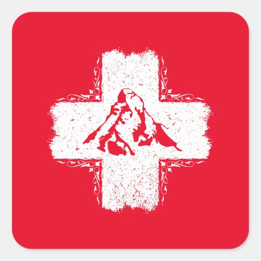 Schweizer Alpen Matterhorn - Schweiz  Quadratischer Aufkleber (Vorderseite)