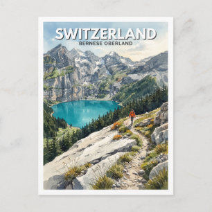 Schweizer Alpen, Oeschinensee Bergweg Kandersteg Postkarte