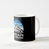 Schweizer Alpen Retro-Bergszene mit gestreiftem Hi Kaffeetasse (VorderseiteRechts)