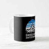 Schweizer Alpen Retro-Bergszene mit gestreiftem Hi Kaffeetasse (Vorderseite Links)