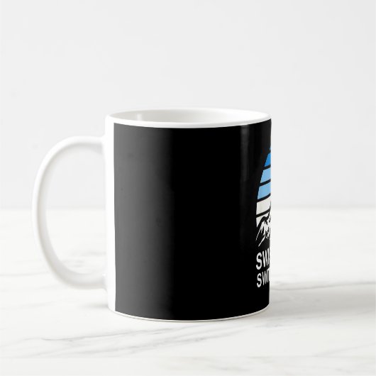 Schweizer Alpen Retro-Bergszene mit gestreiftem Hi Kaffeetasse (Links)