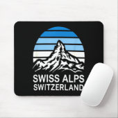 Schweizer Alpen Retro-Bergszene mit gestreiftem Hi Mousepad (Mit Mouse)