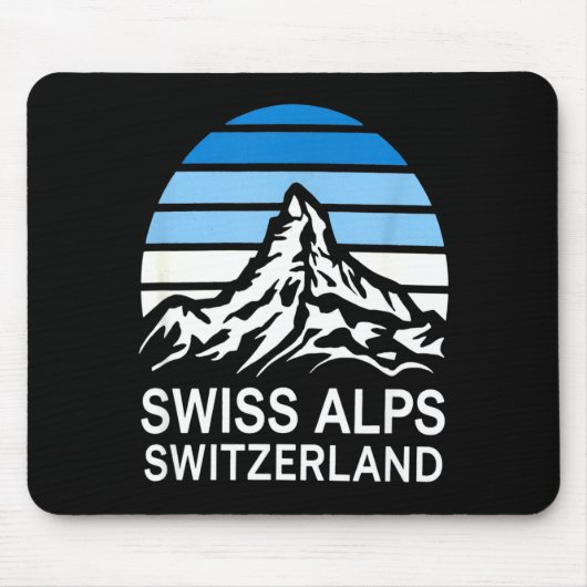 Schweizer Alpen Retro-Bergszene mit gestreiftem Hi Mousepad (Vorne)