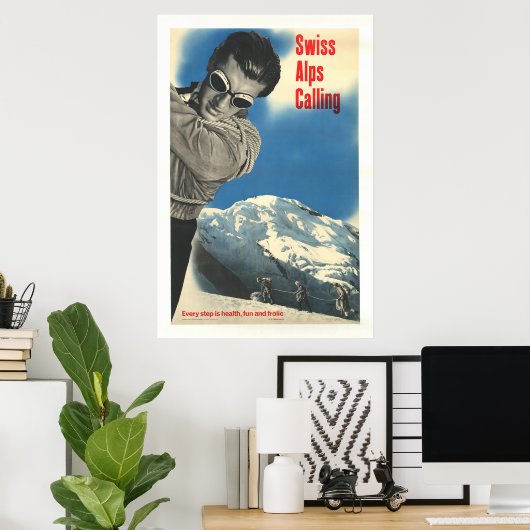 Schweizer Alpen Rufen, Vintages Skiposter Poster (Heimbüro)