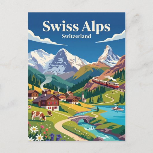 Schweizer Alpen Schweiz Postkarte (Vorderseite)