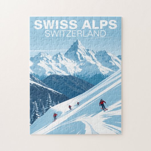 Schweizer Alpen Schweiz Puzzle Vintage Reise (Vertikal)