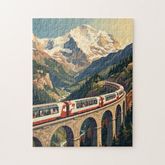 Schweizer Alpen Schweiz Reisen Zug Puzzle (Vertikal)