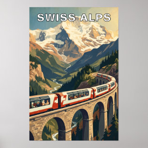 Schweizer Alpen Schweiz Vintage Reisezug Poster