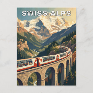 Schweizer Alpen Schweiz Vintage Reisezug Postkarte
