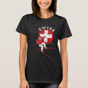 Schweizer Alpen-Ski Schweiz Wurzeln Schweiz Flagge T-Shirt