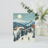 Schweizer Alpen Skidorf Winterbergtour Postkarte (Stehend Vorderseite)