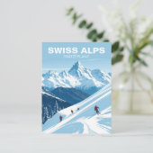 Schweizer Alpen Skifahren, Schweiz Reisen Vintag Postkarte (Stehend Vorderseite)