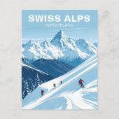 Schweizer Alpen Skifahren, Schweiz Reisen Vintag Postkarte (Vorderseite)