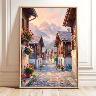 Schweizer Alpen-Sonnenaufgang-Leinwanddruck Poster