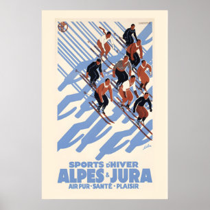Schweizer Alpen und Jura-Gebirge Winterskisport Poster