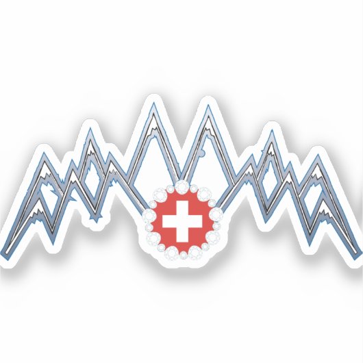 Schweizer Alpen Vinyl Sticker (Vorderseite)