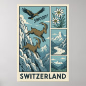 Schweizer Alpen Wildlife Comic Poster (Vorne)