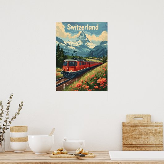 Schweizer Alpenbahn - Reise Poster (Küche)