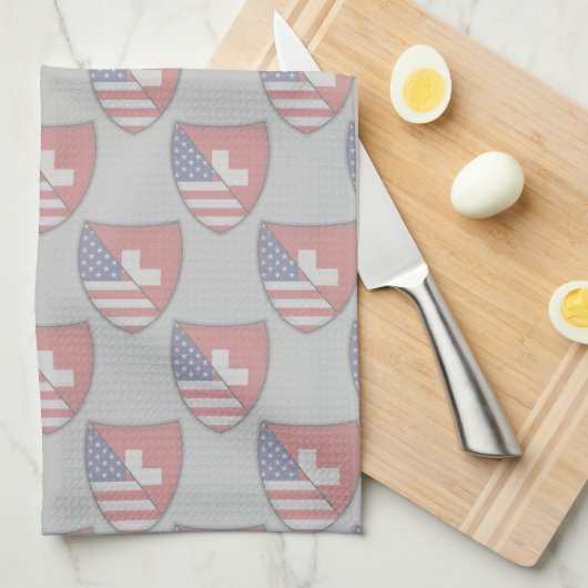 Schweizer-Amerikanische Schild-Flagge Handtuch (Viertel Falte)