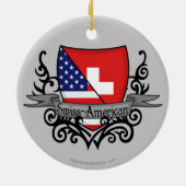 Schweizer-Amerikanische Schild-Flagge Keramikornament (Hinten)