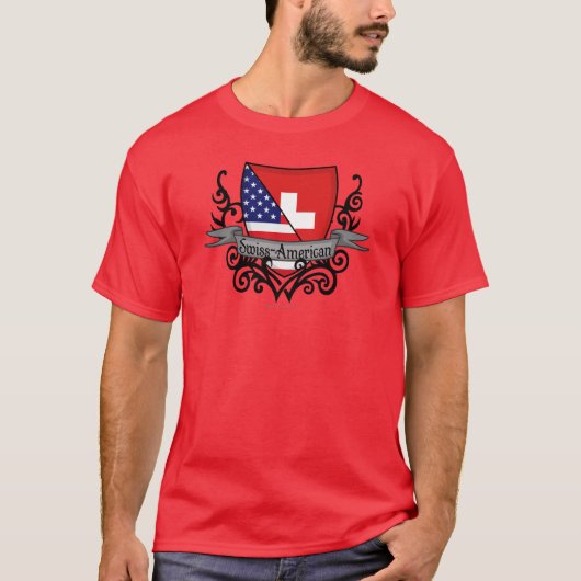 Schweizer-Amerikanische Schild-Flagge T-Shirt (Vorderseite)