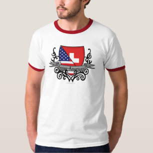 Schweizer-Amerikanische Schild-Flagge T-Shirt