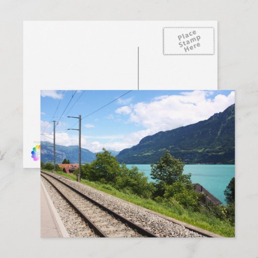 Schweizer Bahngleis Postkarte (Vorne/Hinten)