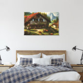 Schweizer Bauernhaus Canvas Print Leinwanddruck (Insitu (Schlafzimmer))