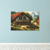 Schweizer Bauernhaus Canvas Print Leinwanddruck (Insitu (Holzboden))