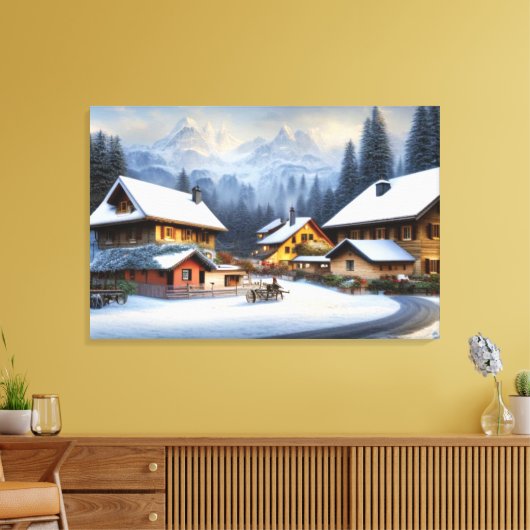 Schweizer Bauernhaus Canvas Print Leinwanddruck (Insitu (Wohnzimmer))