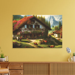 Schweizer Bauernhaus Leinwanddruck